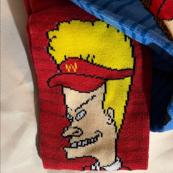 Bevis and Butt-Head Blue and Red Socks. Shoe Size 6.5 - 12. NWT - Picture 4 of 6